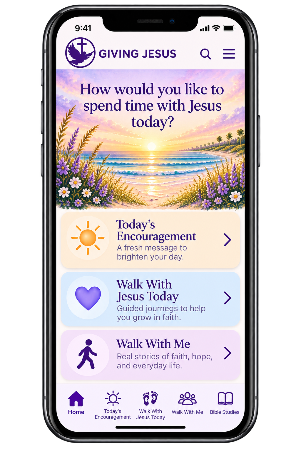 Giving Jesus Devotional App Mockup